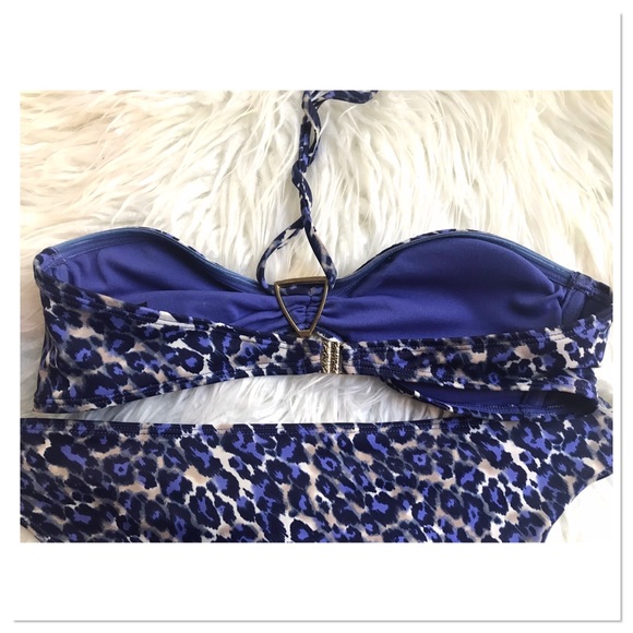 H&M Blue Leopard Print Gold Hardware Bikini Set - Picture 4 of 10